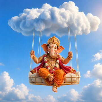 AI Generated Illustration for Happy Ganesh Chaturthi Festival for Invitation, Poster, Social Media Post Design Background	