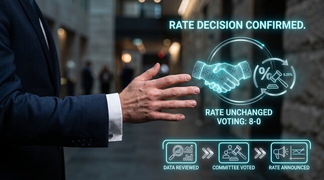 Businessman interacting with interest rate hologram. Financial expert analyzing market data.