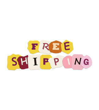 Free shipping text made from colorful paper collage letters