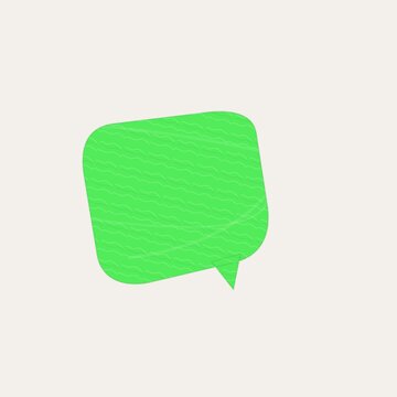 Green rounded square speech bubble with wavy line texture on a light gray background