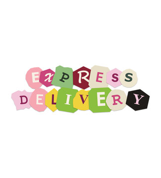 Express delivery text made with colorful paper cut letters