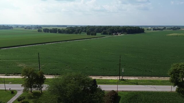 Aerial Drone View of Rural Farmland in Northwest Ohio
