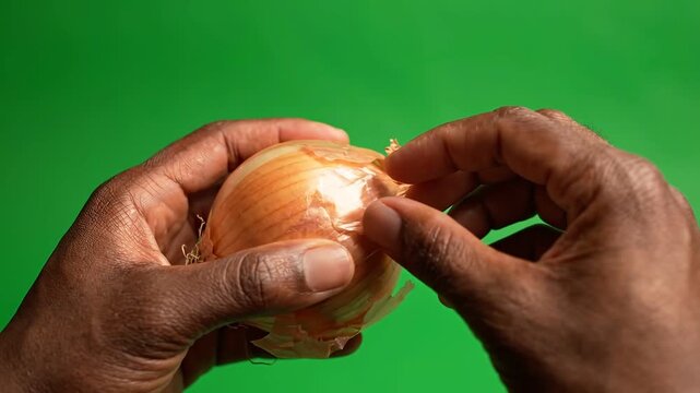 The right hand gracefully flicks the detached piece of skin downward, dropping it entirely out of the bottom of the frame.