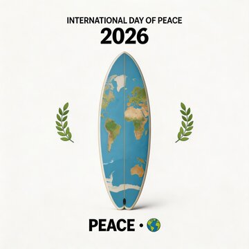international day peace surfboard globe harmony event celebration