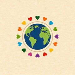 Obraz premium Colorful Earth with Hearts