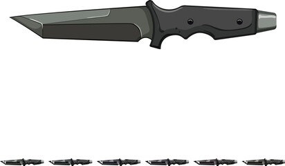Obraz premium handle military knife cartoon. handle military knife sign colorful illustration