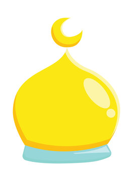 A colorful vector illustration of a mosque dome with a crescent moon symbol.