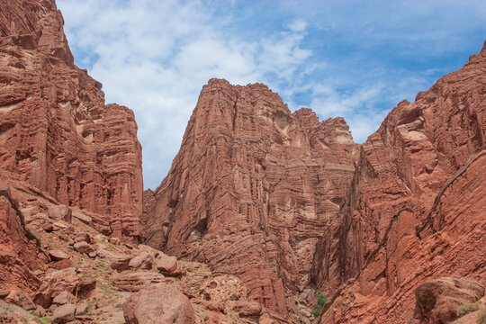 Rock Texture on the Cliff Faces of Danxia Landform Canyon