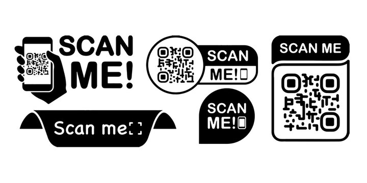 Scan QR code flat icon with phone. Qr Code template for mobile app, payment and discounts. Barcode. Mobile payment and quick response codes. Scan me with smartphone. Vector illustration