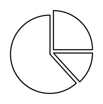 Simple line art illustration of a circular pie chart divided into three distinct segments.