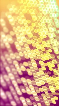 Abstract warm bokeh hexagon lights overlay on purple background