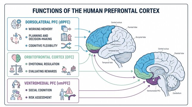 Cognitive functions of the human prefrontal cortex regions