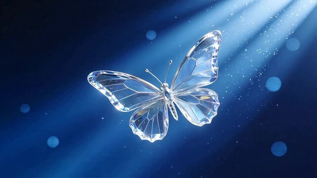 Crystal butterfly in blue light