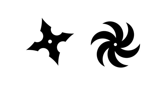 NInja Star , black isolated vector silhouette