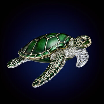 Green Sea Turtle with Metallic Shell