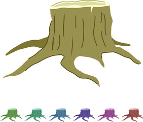 Obraz premium growth stump cartoon. wooden stump, texture life, log forest growth stump sign vector