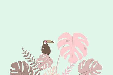 Pink tropical toucan bird border, green design © Rawpixel.com