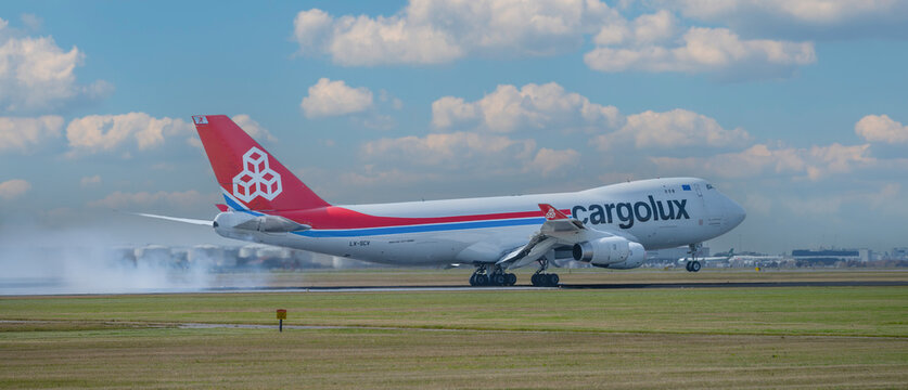 
July 30, 2026. Netherlands, Amsterdam. Cargolux Cargo Plane Landing at Amsterdam Schiphol