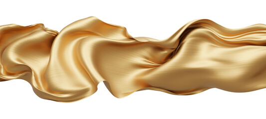 Luxury gold fabric waving isolated on transparent background 3D render © ArtBackground