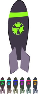 explosion atomic bomb cartoon. radiation uranium, detonation fallout, hiroshima nagasaki explosion atomic bomb sign vector