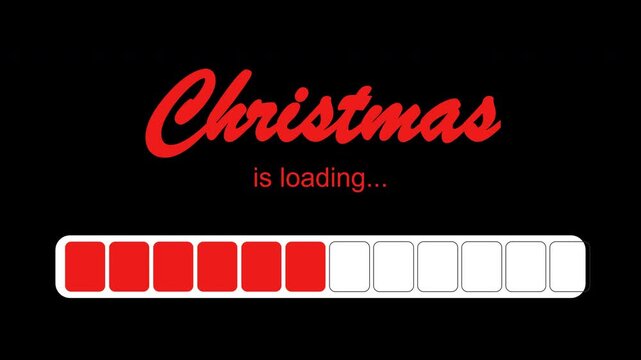 Christmas Loading Progress Bar Red White Status Graphic Black Background Animation