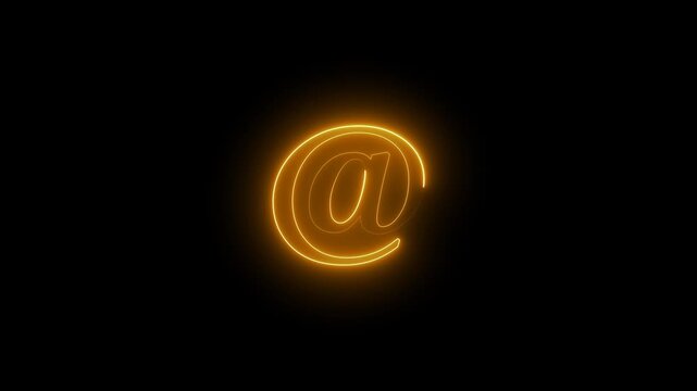 Golden @ Symbol Glow Animation on Black Background 4K Luxury Motion Graphics.