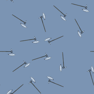 pattern bearded axe medieval hand drawn. doublebladed throwing, halberd tomahawk, viking executioner bearded axe medieval vector sketch illustration