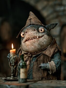 A whimsical fantasy creature holds a glowing candle