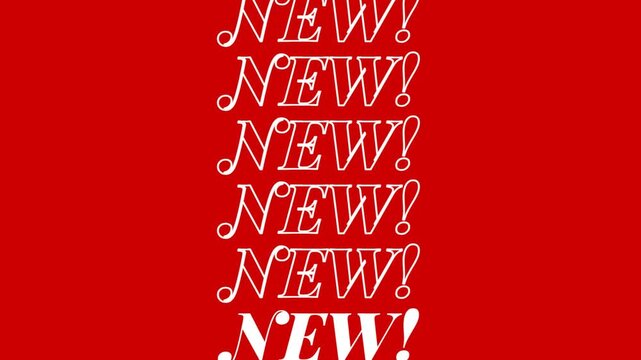 New! text scrolling on a vibrant red background