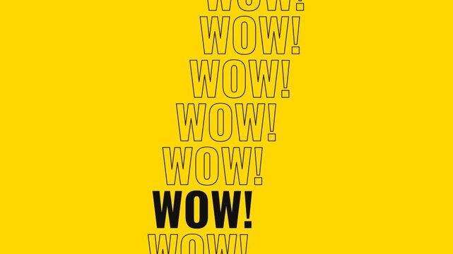 Wow text kinetic typography animation on yellow