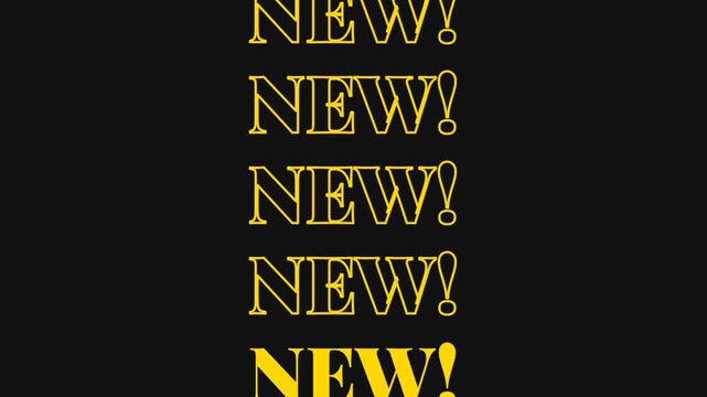 New text animation flashing yellow on black screen