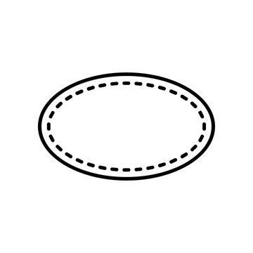 Black oval shape with dashed line.