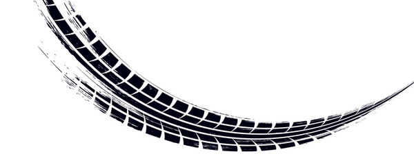 Fototapeta premium Tire mark. Car and motorcycle tire track vector set. Truck tread mark on the road concept.