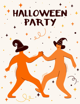 Dancing Witches Halloween Party Vector Poster
