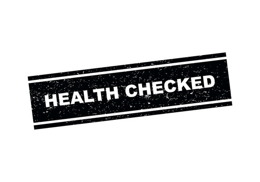 Black grunge rubber stamp with the text health checked in a rectangular frame isolated on transparent background