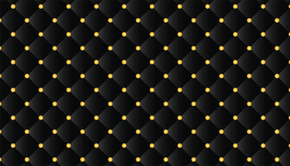 Obraz premium Luxury Black Diamond Seamless velvet texture with gold studs pattern, background