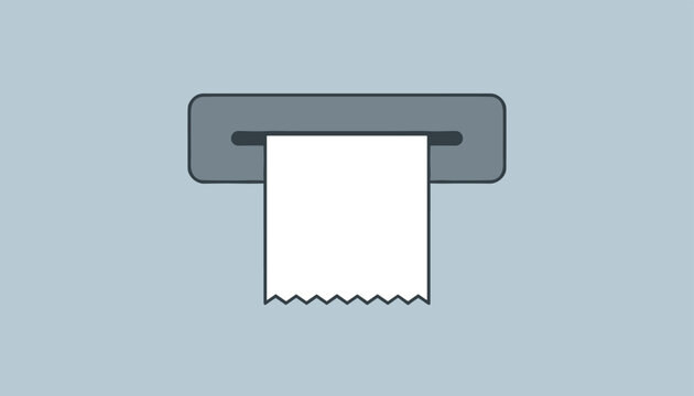 Modern ATM slot releasing a blank paper receipt representing successful transaction, banking service, and payment.