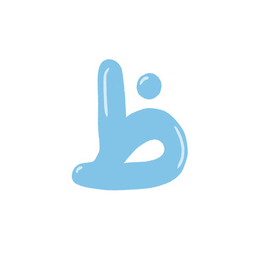 Cute blue Arabic letter Zha vector illustration isolated on white background