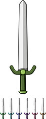 Obraz premium old medieval sword cartoon. handle war, iron ancient, metal king old medieval sword sign colorful illustration