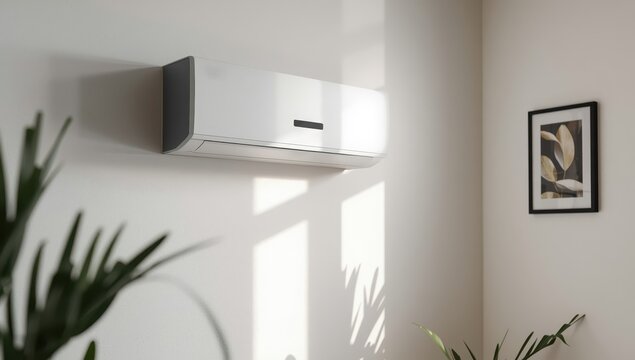 AC mounted on a light wall