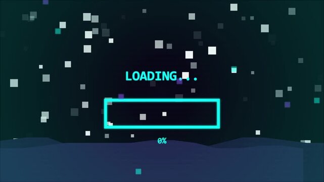 Retro pixel art loading screen with animated progress bar