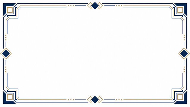 Navy and gold art deco page border with diamond accents