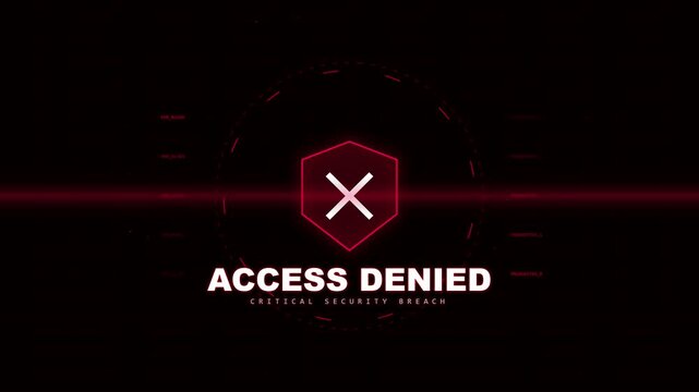 Access denied digital security interface with glowing red shield