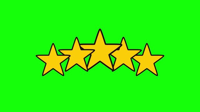 5 Star Rating Game Achievement Animation Green Screen 4K Overlay..