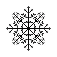 Fototapeta premium Complex ice crystal snowflake monochrome single object illustration transparent