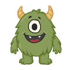 Obraz premium Cute Green Halloween Monster Cartoon PNG