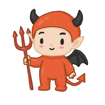 Cute Little Devil Cartoon Character PNG