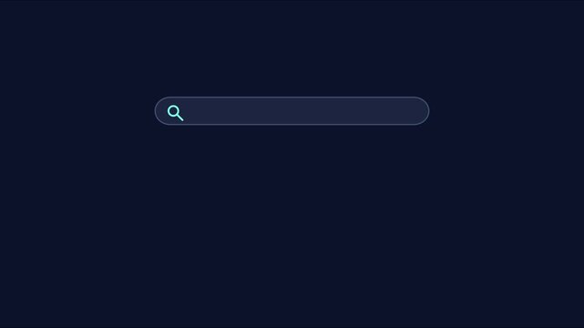 Minimalist search bar interface animation on dark 4k background, for web and, app ui