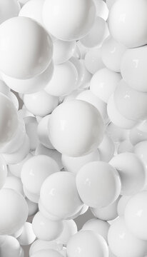 A cluster of glossy white spheres floating on a clean white background