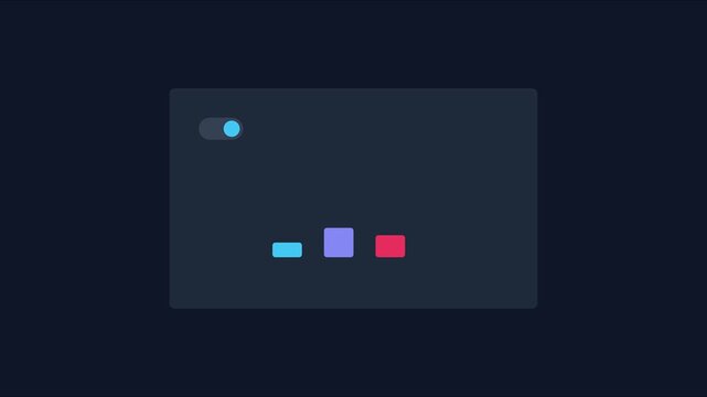 Minimalist ui toggle switch animation with animated bar chart for modern app interface 4k